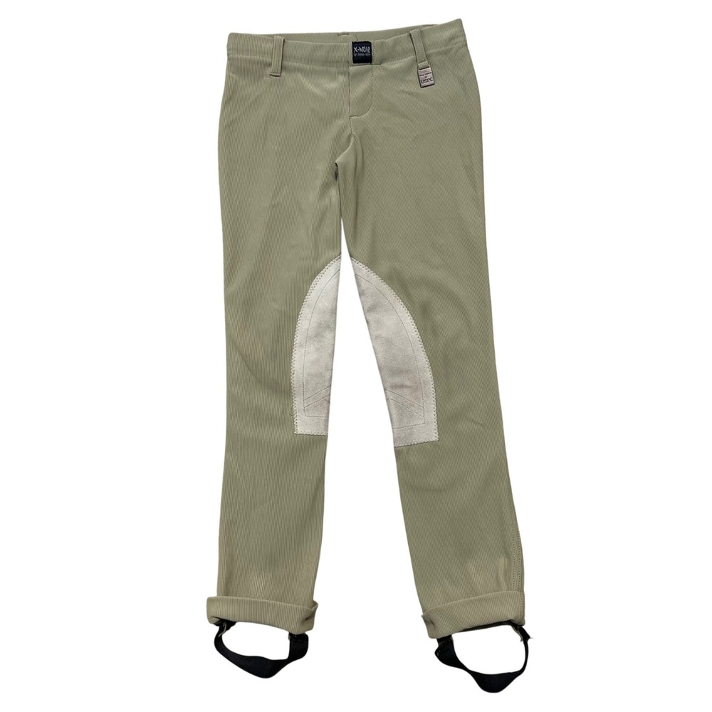 Devon-Aire Concour Elite USPC Khaki Ribbed Equestrian Breeches Stirrup Pants SML